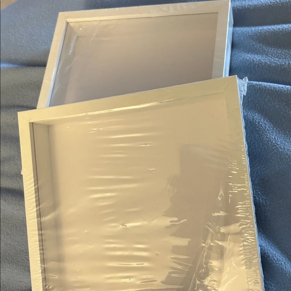 NEW- Set of TWO EMPTY Frames Photos or Dried Flower Shadow Box  white Frames